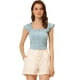thumbnail image 1 of Camiseta de manga corta Allegra K cuello cuadrado mujer Gris azul L, 1 of 6