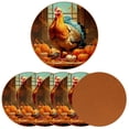thumbnail image 2 of Thanksgiving Luxury Microfiber Leather Round Coasters Set of 6 - 11x11 cm Drink Coasters for Home and Office Use, 2 of 6