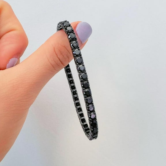 Lab Created Black Diamond Tennis Bracelet for Men & Women 10Ct Round Cut 14K Black Gold Plated