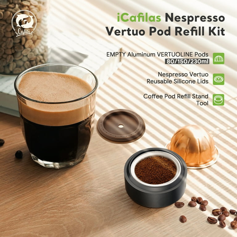 Reusable Vertuoline Capsule Disc Coffee Capsule Refill Stand Tool For Nespresso Vertuo Pods 5 Pcs EMPTY Aluminum Refillable VERTUOLINE Pods 230ml