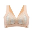 thumbnail image 1 of CHUANK Women‘s Front Closure Posture Wireless Back Support Lace Full Coverage Bra Sky Blue 4XL, 1 of 7