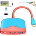 thumbnail image 1 of Portable Switch Dock with HDMI Adapter (Red and Blue), Travel Dock 3-in-1 Switch Docking Station Switch USB C to HDMI, 1 of 1