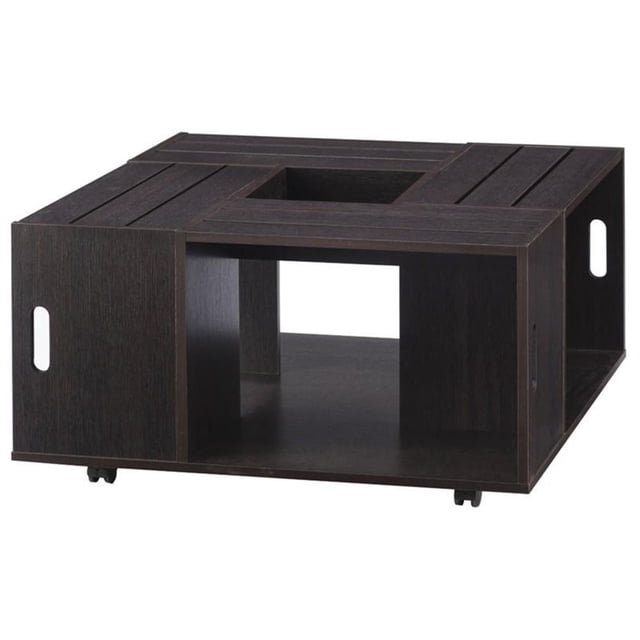 Bowery Hill Table Basse Carrée Moderne en Bois à 4 Tablettes, Couleur Espresso