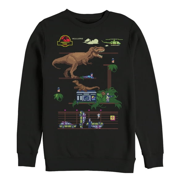 Men's Jurassic Park Pixel Video Game  Sweatshirt Black Small
