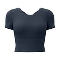 thumbnail image 2 of Neewe Seamless Fashionable Casual Solid Color Workout Round Neck Tops for Women Short Sleeve Compression Athletic Shirts Soft Yoga Gym Tops, 2 of 7