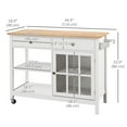 thumbnail image 3 of HOMCOM Kitchen Island Cart with Rubber Wood Top, Cabinet and 2 Drawers, 3 of 10