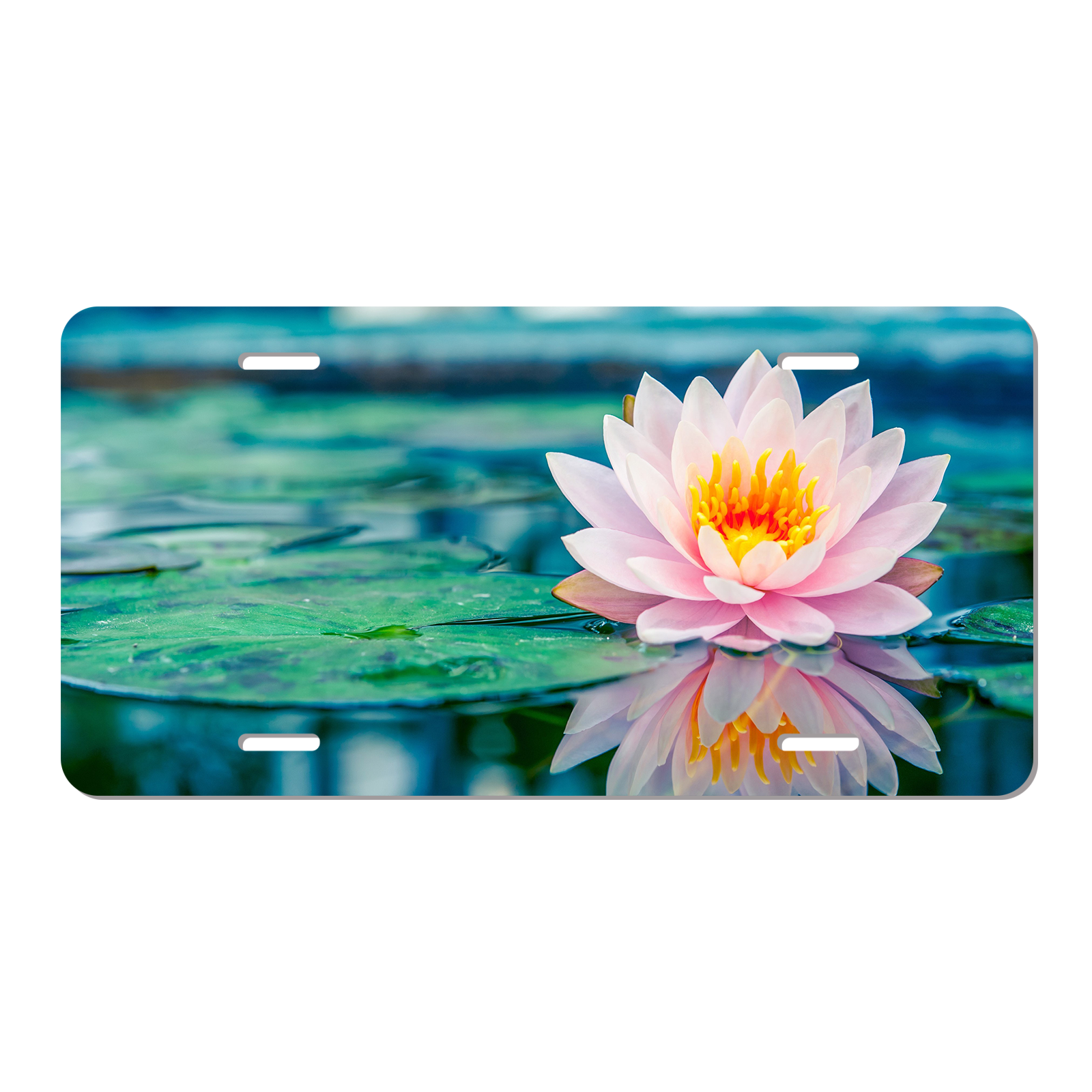 Beautiful Pink Lotus License Plate Personalized License Plate Cover Aluminum AntiRust Metal Car