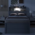 thumbnail image 3 of Twin Size Platform Bed with Trundle, Bookcase Headboard, 3 Drawers and LED Light, Wooden Storage Bed Frame with Built-in USB for Kids Teens Adults Bedroom, No Box Spring Needed, Gray, 3 of 7