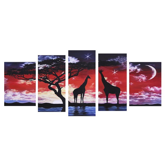 Cuadros Decorativos Jirafa 5D bricolaje completo taladro diamante pintura 5 imágenes combinación Kits regalo Likrtyny embutido en tela