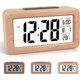thumbnail image 1 of Reloj despertador digital de madera fácil de configurar con temperatura, fecha, retroiluminación, repetición, para dormitorio, mesita de noche, hogar, oficina, sin tictac, 1 of 5