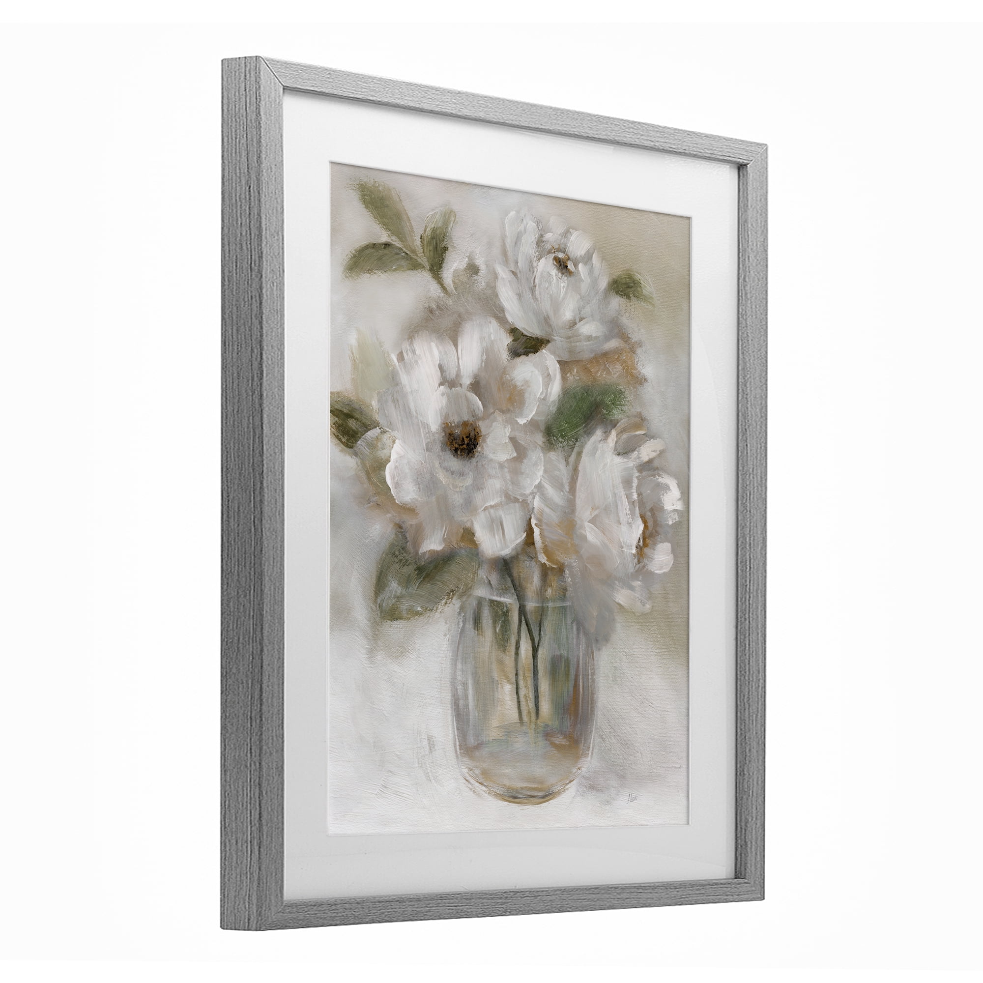Stupell Industries Brushed Neutrals Bouquet Gray Framed Print Under Glass, design by Nan