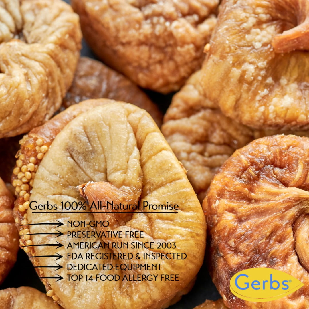 GERBS Dried Whole Figs 2 LBS. | Freshly Dehydrated Resealable Bulk Bag | Top Food Allergy Free | Sulfur Dioxide Free | Strengthen bones, packed vitamin C boost immune system | Gluten & Peanut Free
