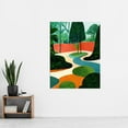 thumbnail image 2 of Midcentury Style Garden Abstract Jungle Painting Orange Teal Green Extra Large XL Wall Art Poster Print, 2 of 3