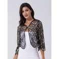 thumbnail image 4 of inlzdz Women's Sequined Wedding Evening Cape Vintage Disco 1920s Shawl Bolero Cardigan Shrug Flapper Cover up Silver One Size, 4 of 9