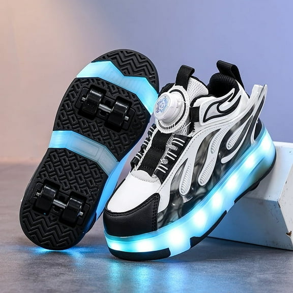 Roller Shoes with Wheels for Boys Girls Kids Skates Sneakers LED Light Up Rechargeable Sport Sneaker for Boys