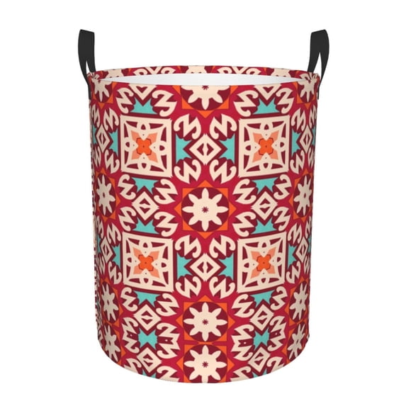 XMXT Collapsible Laundry Basket, Bohemian Abstract Geometry Waterproof Laundry Hamper, 40L Multicolor
