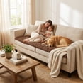 thumbnail image 6 of decorUhome Couch Covers for 2 Cushion Couch Sofa, Non Slip Fuzzy Couch Covers for Pets, Washable Slipcover for Dogs(Brown, 27.6" x 59"), 6 of 10