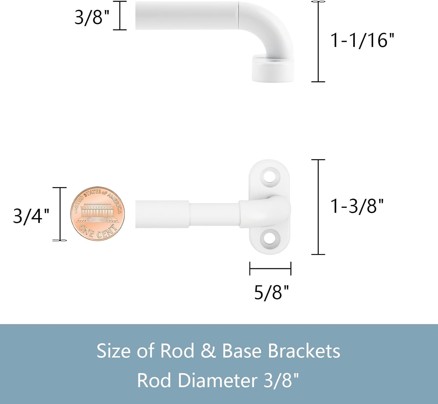 NestE - 2 Pack Screwed Sash Curtain Rod Adjustable 9-12 Inch, 3/8 In. Diameter, Mini Sidelight Window Rod (White)