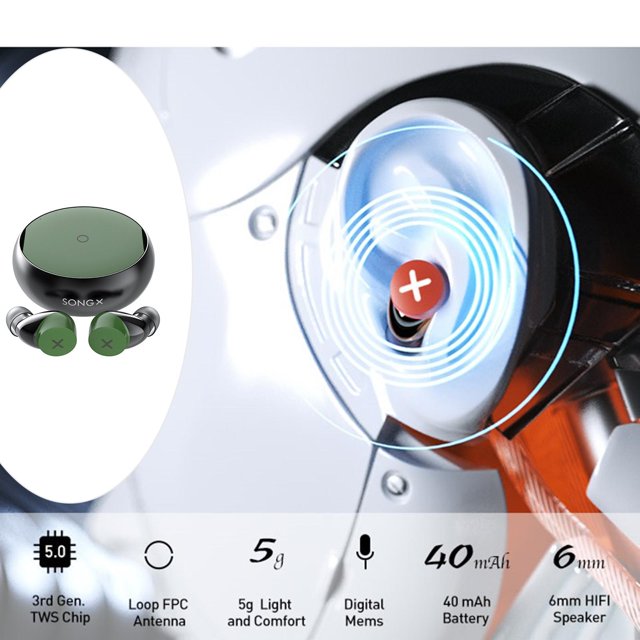 Auriculares inalámbricos perfecl 5.0 deportivos táctiles impermeables con micrófon Verde