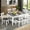 Gray+White, variant on DRNANLIT 7-Piece Solid Wood Dining Table and Chairs Set, Grey – Modern 58.5 Inch Table with 6 Padded X-Back Chairs