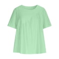 thumbnail image 6 of VOONCAS Womens 100% Cotton Short Sleeve Ruched Top - Loose Fit Solid Green Casual Blouse,Size M, 6 of 9
