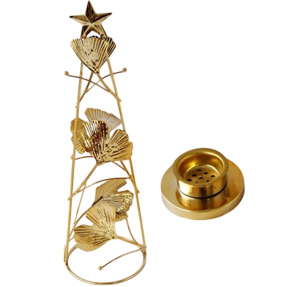 TITINICE Decorative Iron Candle Stand, Golden Ginkgo Leaf, Table Centerpiece