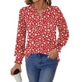 thumbnail image 4 of UVN Womens Fall Blouses Long Sleeve V neck Shirts Dressy Casual Smocked Cuffs Tunic Tops, 4 of 8