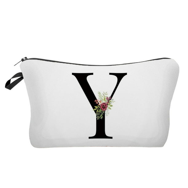 Regalos para las Mujeres Bolsa de Maquillaje de la Carta de la Flor, Bolsa de Maquillaje de la Carta, Bolsa de Maquillaje de la Primera Carta, Regalo de Cumpleaños de las Señoras, Amiga de la Madre, B