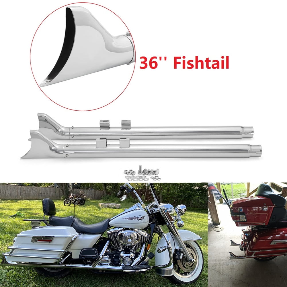 36 inch Slip On Fishtail Mufflers Exhaust Pipes for Harley Touring Electra Glide Road King 95-16
