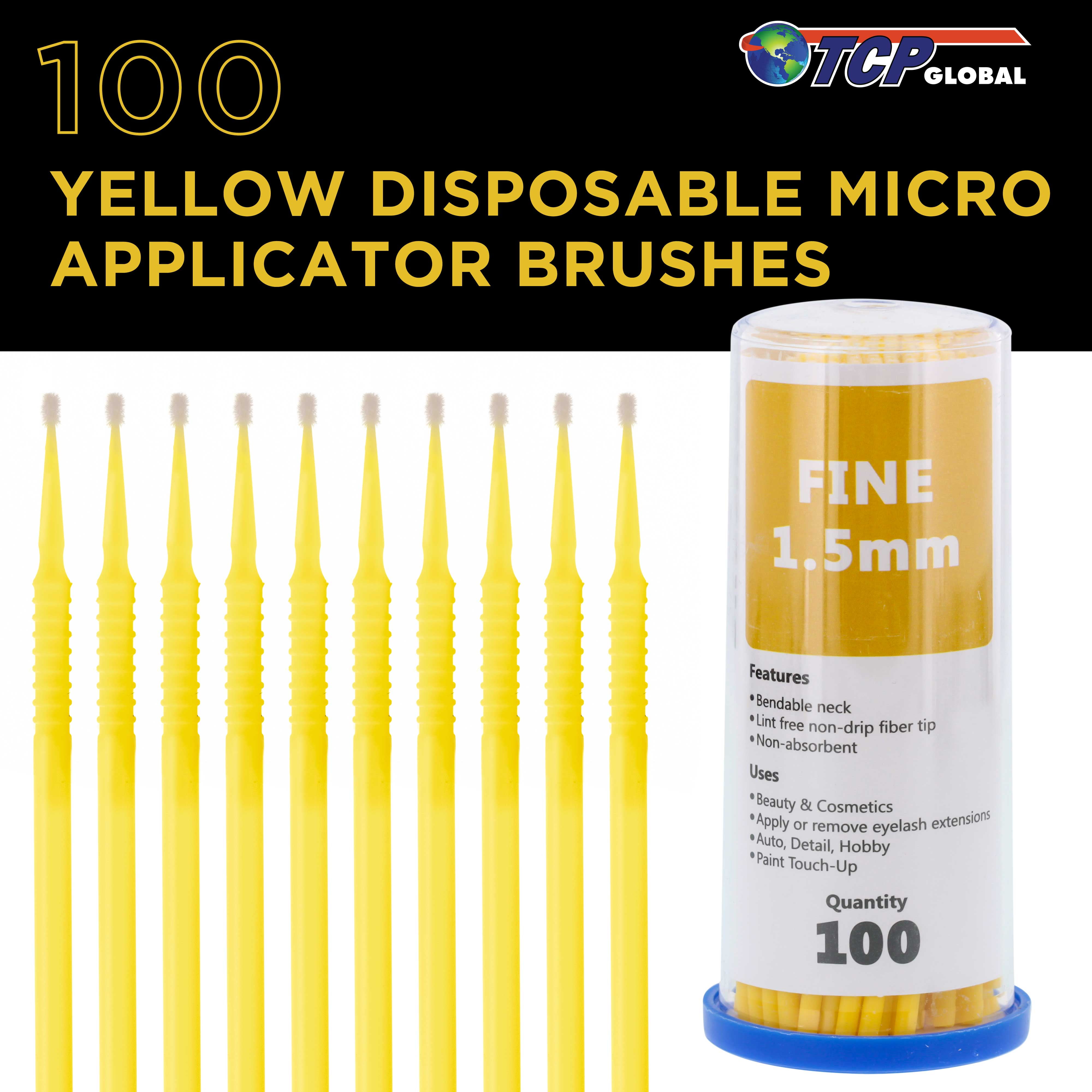 100 Paint Touch Up Brushes, Disposable Micro Brush Applicators, Yellow with  Fine 1.5 mm Tips Auto Body Shop Detailing