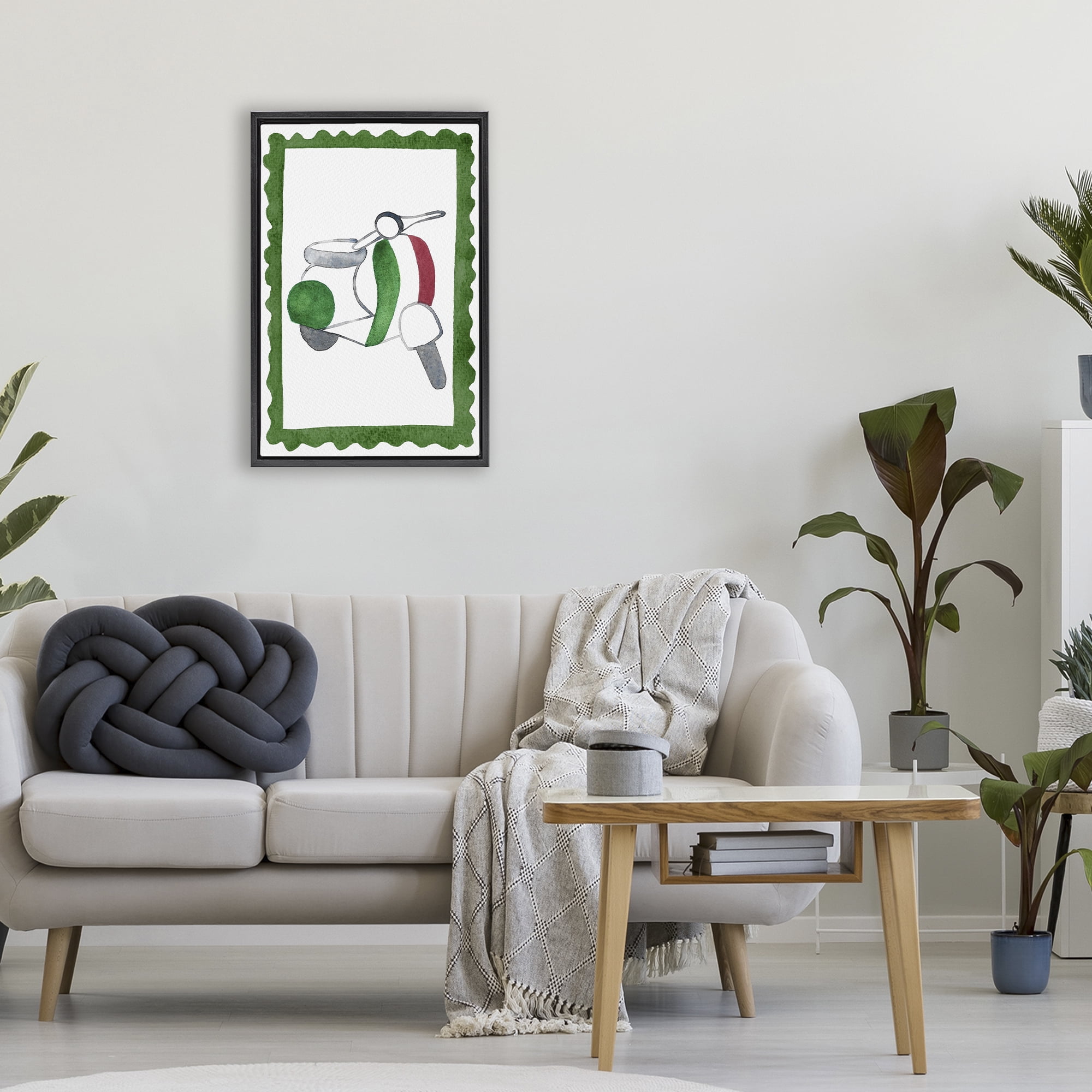 Stupell Industries Italian Motor Scooter Black Framed Floater Canvas Wall Art, design by Camila Juncos