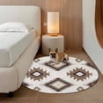 thumbnail image 3 of 7ft Washable Round Rug, Khaki Brown Non-Slip Circle Area Rug for Living Room Dining Room, Aztec Ethnic Southwestern Native Geometric Indoor Floor Mat for Home Decor, 3 of 9