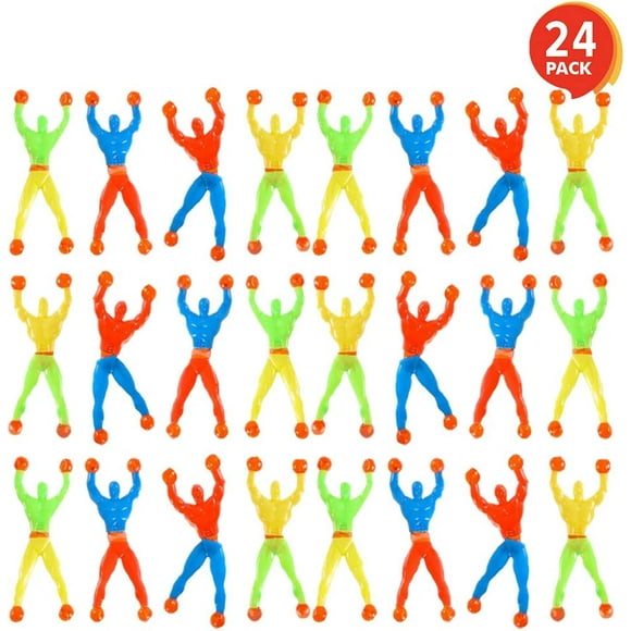 Colorful Sticky Wall Climbers - Pack of 24 - Mountain Climber Figures - Sticky, Slimy, and Rubbery Novelties - Fun Gift for Kids Ages 3+