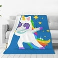 thumbnail image 1 of Fotbe Cool Unicorn Star Golden Manta de Franela Acolchonada con Estampado, Súper Suave y Esponjosa, Extra Grande para Sofá, Cama, Uso Todo el Año-40"x30", 1 of 7