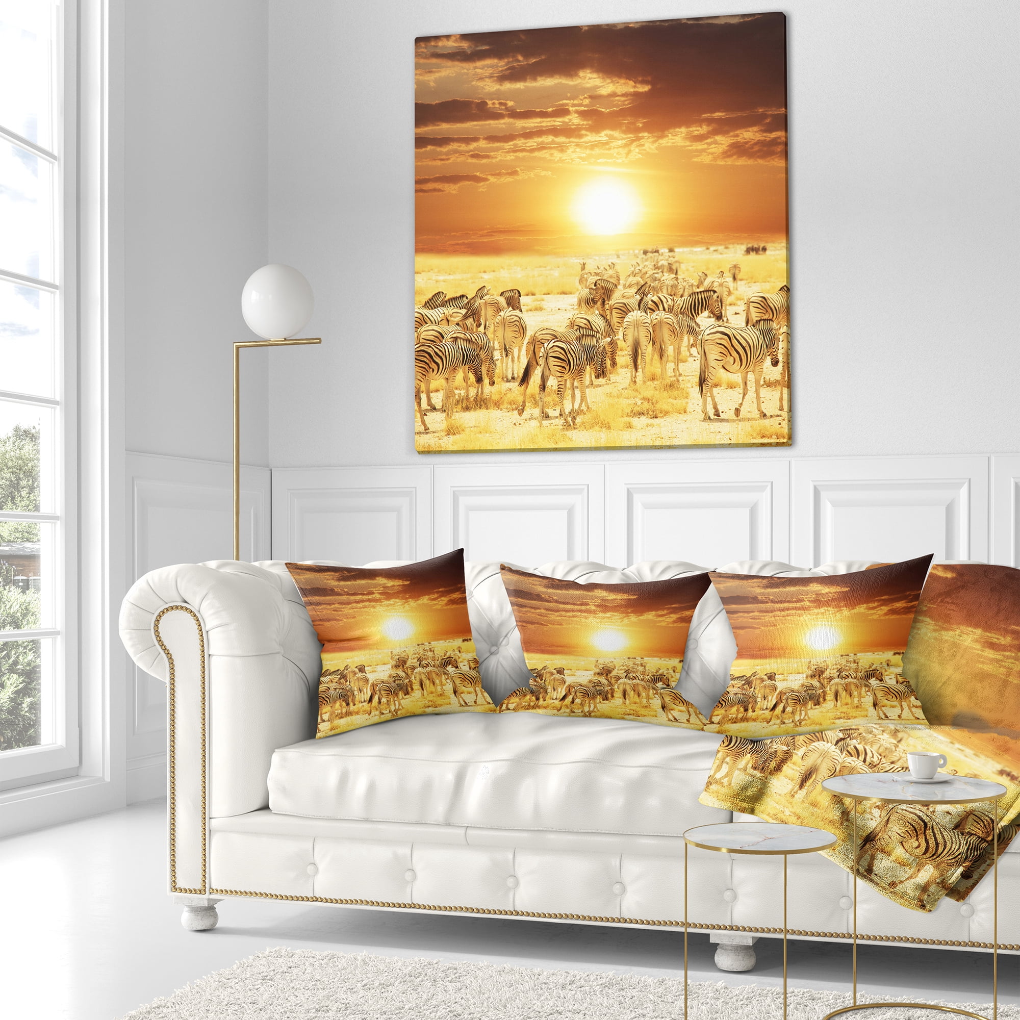 Designart 16" x 16" Yellow Polyester Throw Pillow