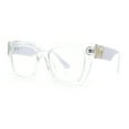 thumbnail image 5 of Womens Luxury Jaguar Head Jewel Thick Horn Cat Eye Clear Fashion Eyeglasses Clear White, 5 of 8