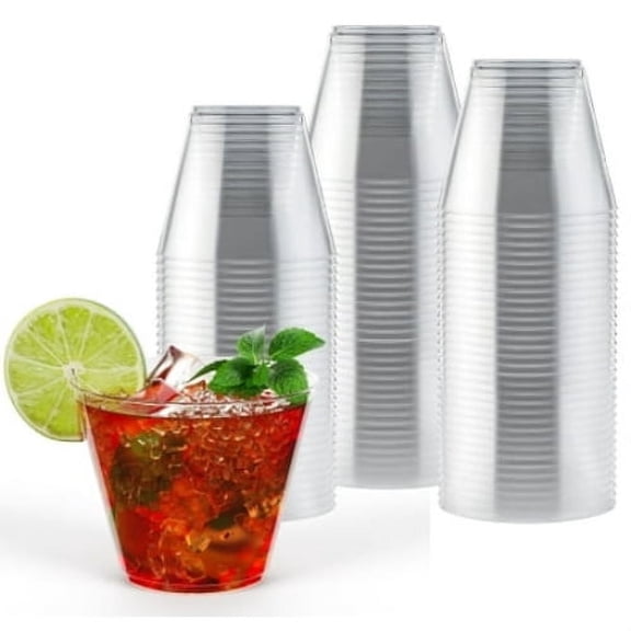 Exquisite 200-Pack 9 oz Clear Plastic Tumblers - Disposable Wine Glasses for Parties, Cocktail Events, and Weddings