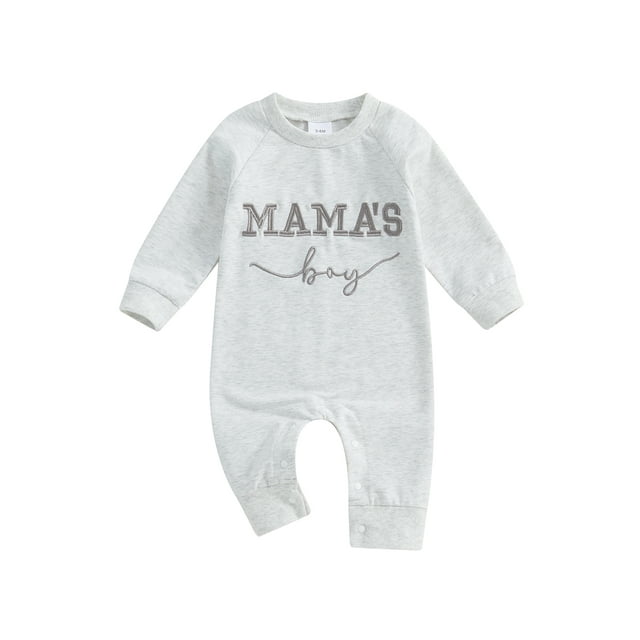 SUNSIOM Baby Boys Spring Autumn Jumpsuit Long Sleeve Crewneck Letter Embroidery Romper