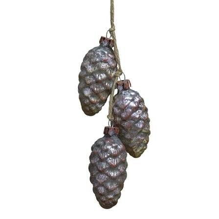 Northlight Pine Cone Glass Christmas Ornament - 7" - Rust and Silver