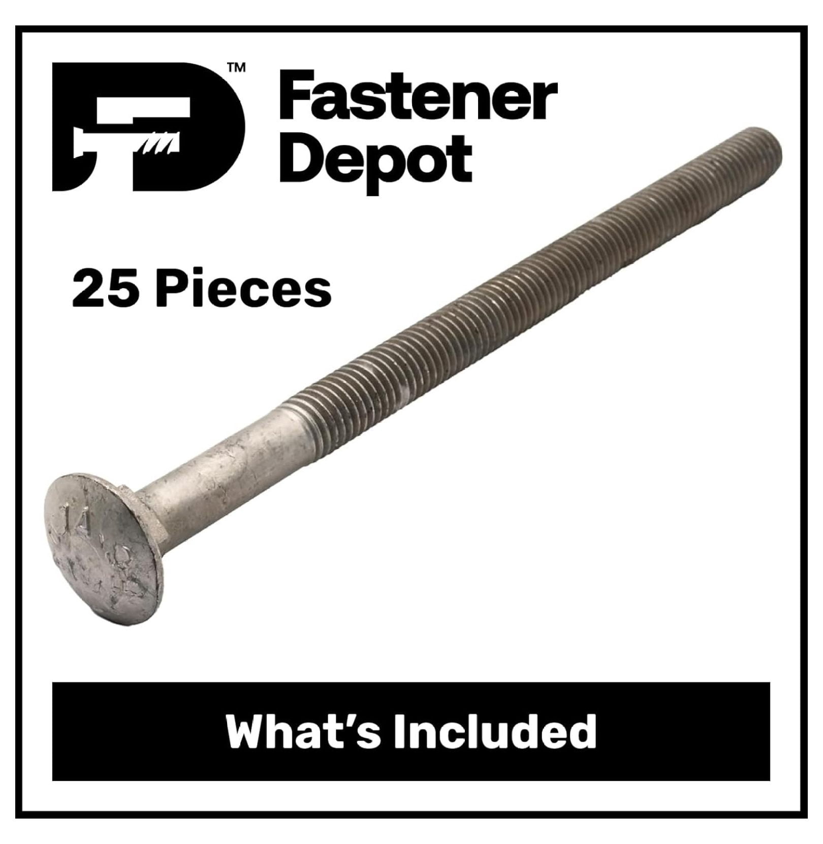 3/8"-16 x 12 (25 Pack) Hot Dipped Galvanized Carriage Bolt Grade 307A for Exterior Use by
