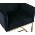 thumbnail image 5 of Guyou Modern Velvet Upholstered Dining Chairs Set of 2, Kitchen Chairs with Arm and Gold Finish Metal Frame, Accent Armchair with back for Living Room Dining Room Bedroom Reception Room, Black, 5 of 8