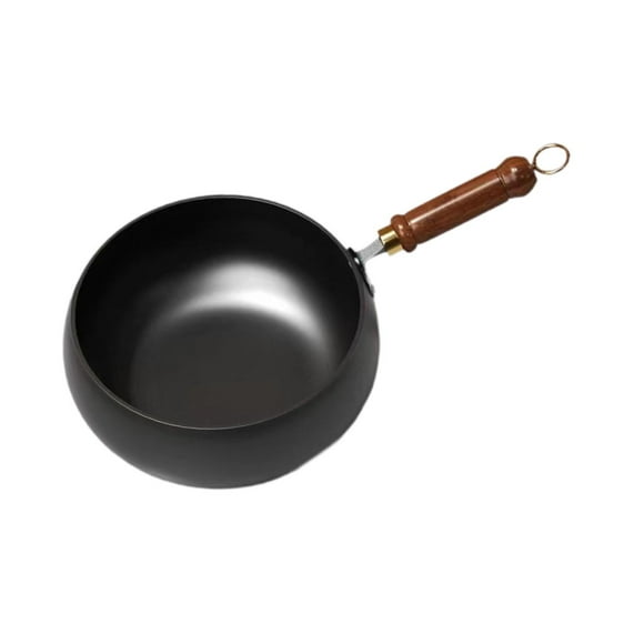 simhoa 9.45'' Iron Wok Flat Bottom Wok Gas Cookware Induction Cooker Frying Wok Pan Stir Fry Pan for Camping Home Restaurant Kitchen without lid