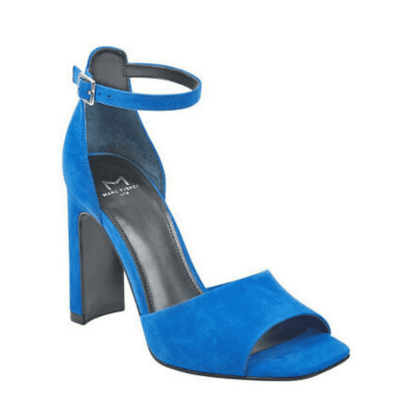 Marc Fisher Harlin Blue Suede Ankle Strap Sandals, Size 8 M