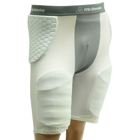 Hexpad Football Girdle - McDavid Sports Medical Products Adult HexPad HexMesh Pro-Compression Football Girdle with Thigh Pads and Cup Included - White/Grey