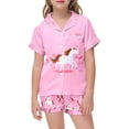 thumbnail image 3 of WOYY Girls Silk Satin Pajamas Horse Print Button Down Shirt Shorts PJs,2-Piece, Sizes 2-13, 3 of 4