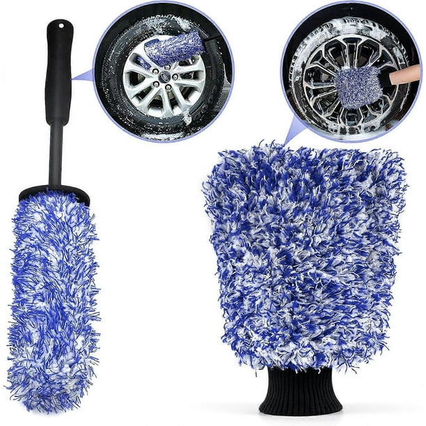 Rim Brush Car Wash Glove, Microfiber Rim Cleaning Brush Removes Stubborn Dirt Effortlessly for Cleaning Rim Bed, Aluminum Rims
