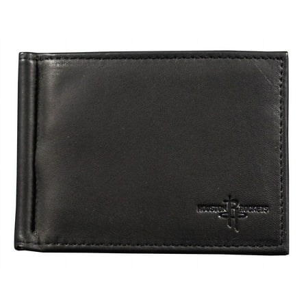 Houston Basketball Rockets Genuine Black Leather Money Clip Wallet RFID Blocking