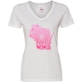 thumbnail image 3 of Inktastic Wisconsin Silhouette Mandala Women's V-Neck T-Shirt, 3 of 5