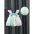 thumbnail image 2 of Arvbitana Baby Girl Princess Dresses Set Fly Sleeve Embroidery Shell Tulle Patchwork A-line Dress + Hat Elegant Outfits for Holiday Party 2Pcs 9-24M, 2 of 3