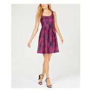 PAPPAGALLO $99 Womens New 1098 Navy Floral Jacquard Sleeveless Dress 8 B+B